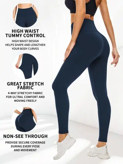 Amazon Foreign Trade European Size High Waist Yoga Pants Women European and American High Stretch Tummy Control Yoga Sports Tight Leggings Outer Wear - 3