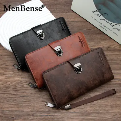 Men's Long Wallet with Clasp Clutch, Large Capacity, Multi-Card Slots - 2