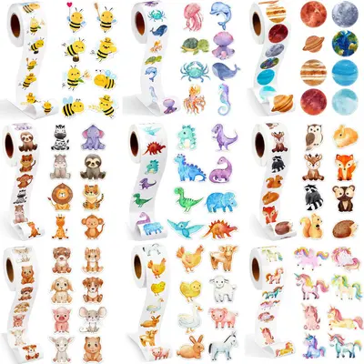Dinosaur and Ocean Animal Shaped Sticker Roll, Decorative Gift Box