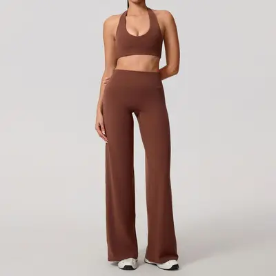 Long Sleeve Hollow-Out Yoga Set with Chest Pads, Open Back, Model 801 - 12