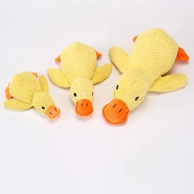 Plush Yellow Duck Dog Toy with Squeaker, Durable Chew Toy - 4