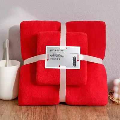 Mercan kadife banyo havlusu emici hızlı kuruyan iki parçalı set - 8