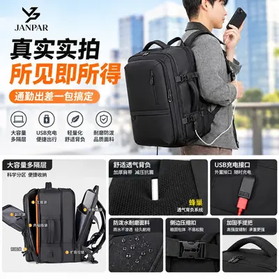 New Style Carry-on Backpack for Men, Multi-functional Expandable Business Backpack, Large Capacity Shoe Compartment, Premium Travel School Bag - 3