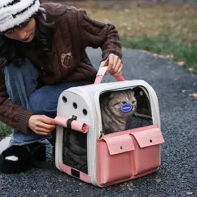Große Katzentasche Großhandel Mode atmungsaktiver Haustier-Rucksack mit großer Kapazität für Katzen, Haustierhöhle zu Hause, tragbare Haustiertasche für Ausflüge
