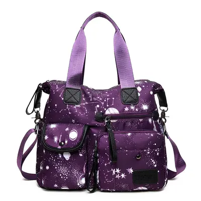 Women's Printed Nylon Crossbody Bag, Large Capacity Casual Shoulder Bag - 6