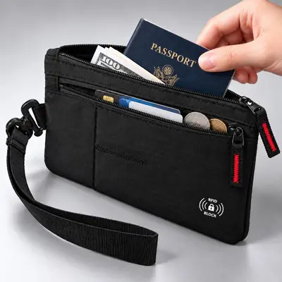 RFID korumalı kart cüzdanı ve pasaport tutucu