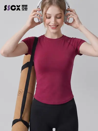 Women's Seamless Yoga Short-Sleeve Top, Breathable, Quick-Dry - 6