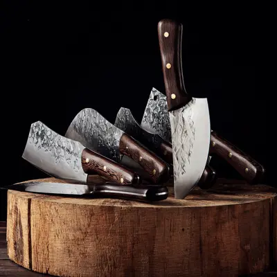 Longquan hand-forged chef knife, bone chopper, home set