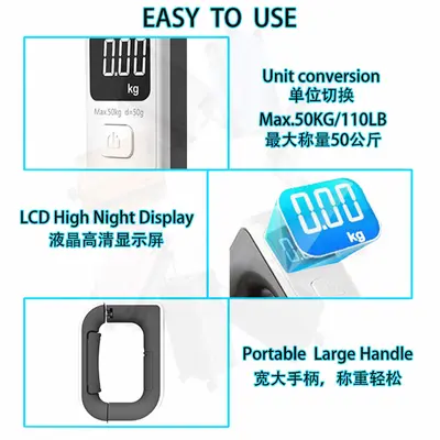 Yongheng Liangpin 50KG Taşınabilir Dijital Bagaj Tartısı Hediye Çantası LED Ekranı El Tipi Tartı Havaalanı Seyahat Tartısı