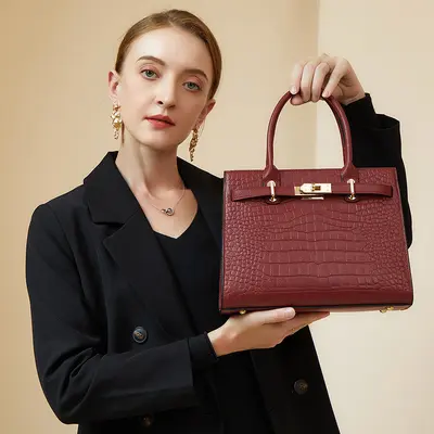 Genuine Leather Women's Handbag, Large Capacity Mom Tote - 2