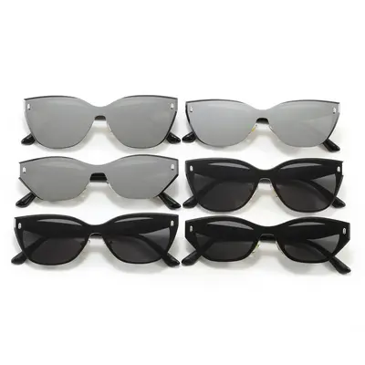 Frameless One-Piece Cat-Eye Sunglasses, Unisex, UV Protection - 3