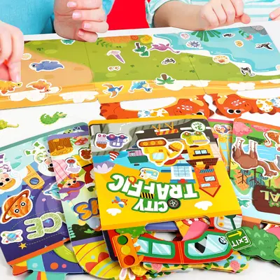 Reusable Silicone Gel Sticker Quiet Book for Kids Educational Toy - 3