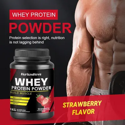 跨境乳清蛋白粉运动健身专用whey protein powder草莓味2lbs