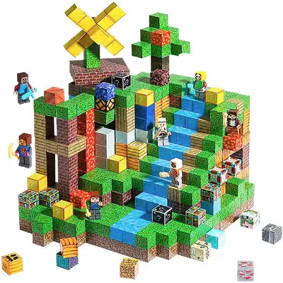 Minecraft Manyetik Blok Yapı Seti, 3D Birleştirme, Çocuk Eğitici Manyetik Oyuncak - 6