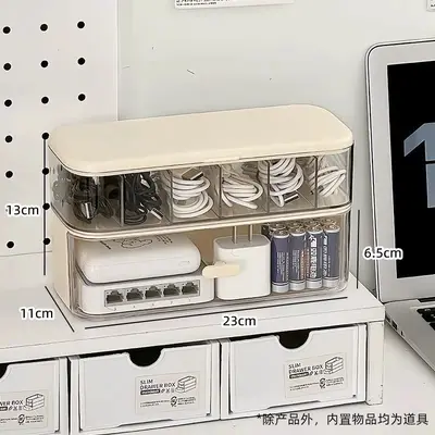 Desktop double-layer cable storage organizer box - 7