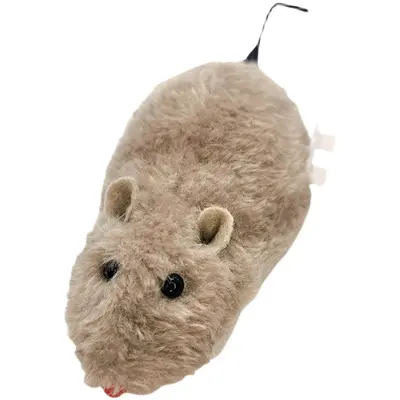 Peluş Kurmalı Fare Kedi Oyuncağı Zincirli Koşan Fare