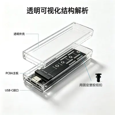 M.2 SSD Enclosure NVMe/SATA Type-C 10Gbps Transparent