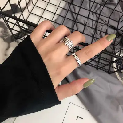 925 sterling silver women's ring, open design with roman numerals