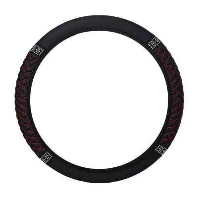 Universal Diamond-Pattern Leather Steering Wheel Cover, Four Seasons - 9