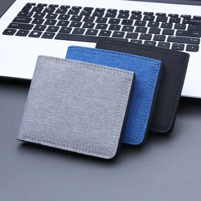 Erkek kısa kanvas cüzdan cüzdan erkek fermuarlı cüzdan erkek denim yeni erkek etiketsiz ultra ince