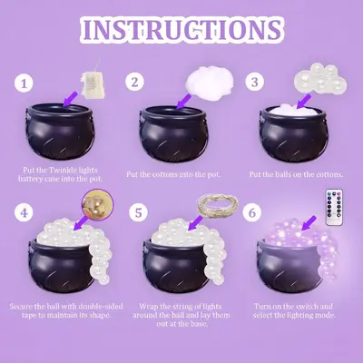 In Stock Amazon Foaming Cauldron Remote Control 8 Modes Halloween Decoration Witch Cauldron Jar.