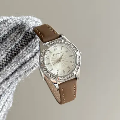 Strass taşlı retro kadın saati, küçük kadran, lüks vintage stil - 9