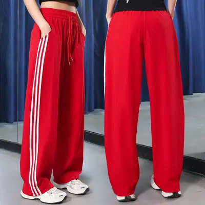 Summer Side-Stripe Sports Pants, High Waist Quick-Dry - 7