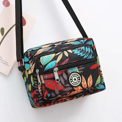Oxford Cloth Women's Crossbody Bag, Floral Pattern, Middle-Aged Style - 10