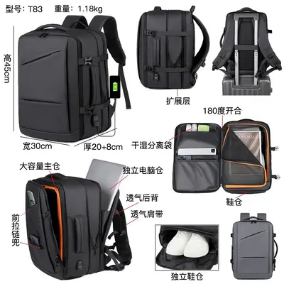 Water-Resistant Oxford Cloth Business Backpack with Laptop Compartment, Unisex