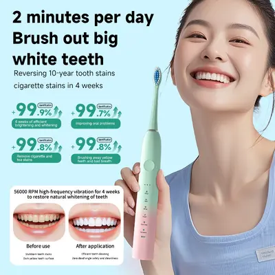Manufacturer Wholesale Cross-Border Rechargeable Fully Automatic Metal Shaft 18-Speed Electric Toothbrush with Long-Lasting Battery Life and Gum Care, Rechargeable Type