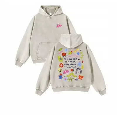 Y2 Ağır Kumaş Kapüşonlu Sweatshirt, 3D Dijital Baskılı Böcek Grafiti, Hava Katmanlı - 9