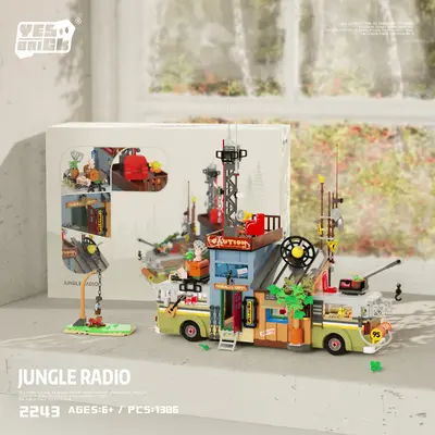 Jungle broadcasting station building blocks compatible with Lego