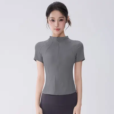 Half-Turtleneck Full-Zip Breathable Yoga Top - 8