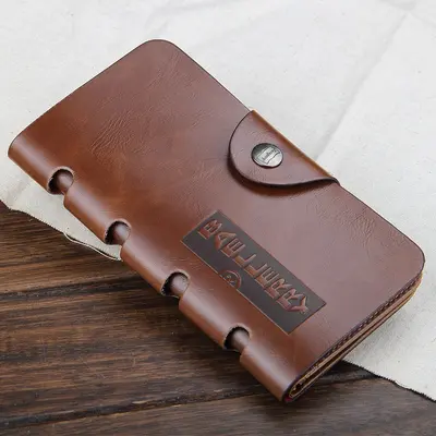 Men's Retro Leather Long Wallet baellerry Multi-Card Slots - 7