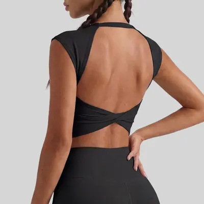 Juyitang Backless Yoga Tank with Removable Chest Pads, Sports Bra - 9