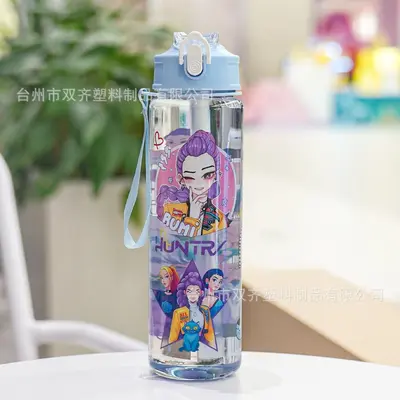 新款K-POP猎魔女团塑料水杯便携儿童户外吸管杯跨境儿童吸管水杯 - 12