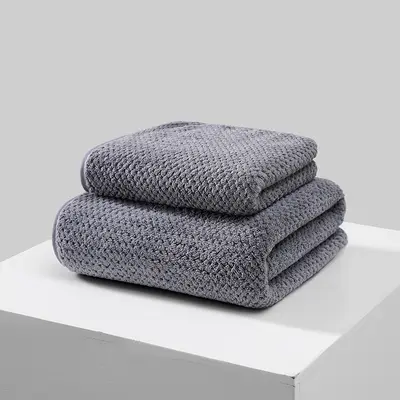 Antibacterial Thickened Large Bath Towel 90*170 Pineapple Grids Bath Towel Absorbent Home Face Towel Coral Velvet Towel Cross-border Wholesale - 9