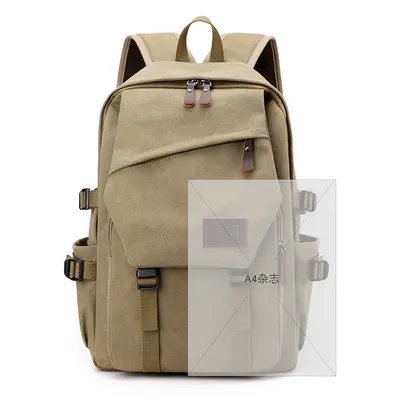 Men's Retro Canvas Backpack, Large Capacity for Travel and Outdoor Use - 4