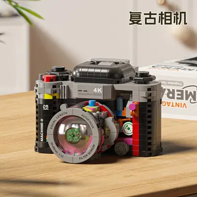 Retro DSLR Kamera Yapı Blok Modeli Çocuk Eğitici Oyuncak Kız Doğum Günü Hediyesi - 9