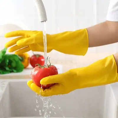 Thick Waterproof Latex Cleaning Gloves, Wear-Resistant