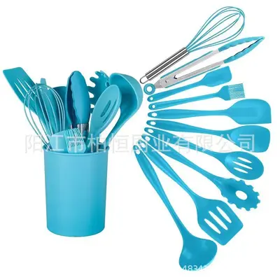 11-piece silicone kitchen utensil set non-stick cooking spatula cooking scraper oil brush kitchen cooking spatula in stock - 7