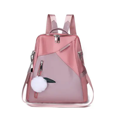 Multifunktionaler PU-Rucksack mit Pompon-Anhänger Damen - 9