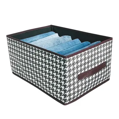 Houndstooth fabric storage box, foldable drawer type - 7