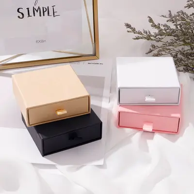 Drawer Jewelry Box Earring Stud Packaging Carton Ring Earring Box Can Add Logo Necklace Box