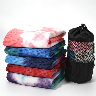 Tie-dye yoga mat towel, non-slip, thickened, microfiber