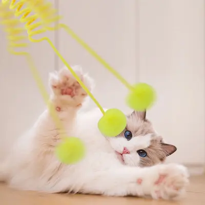 Suction Cup Spring Plush Ball Cat Toy with Retractable Elastic Rope - 5