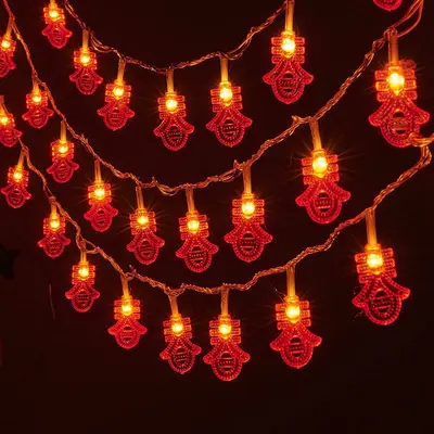 Solar Red Lantern LED String Lights, Outdoor Spring Festival Decor - 7
