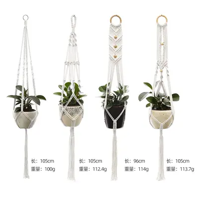Hand-Woven Cotton Rope Garden Planter Hanger, Decorative Hanging Basket - 9