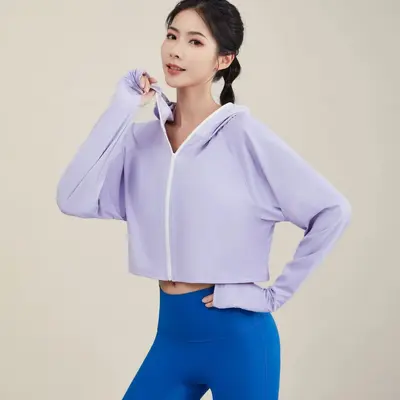 瑜伽外套 拉链连帽速干健身上衣 瑜伽服源头工厂 - 6