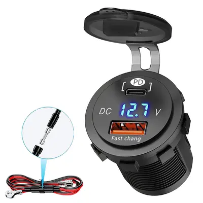 Car Motorcycle USB Charging Port 12V Cigarette Lighter Adapter Modified Vehicle Fast Charger Electric Vehicle Mobile Phone Charger - 8